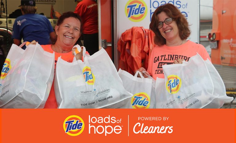 Tide Cleaners Offers Free Laundry Services for First Responders in Florida After Hurricanes Milton and Helene Image of Tide Cleaners helpers for Article on how Tide Cleaners Loads of Hope is helping in Florida in wake of Hurricane Milton