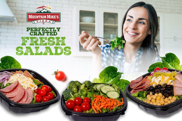 Affordable Indulgence Drives Mountain Mike’s Strategy Amid Budget-Friendly Dining Trends Picture of three salads with a person eating one of them.
