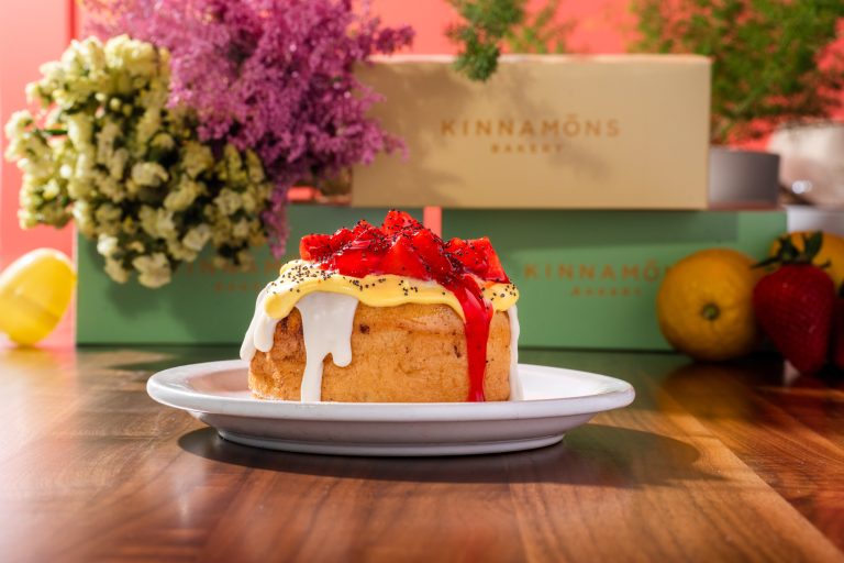 Image of Kinnamons food with product boxes in background