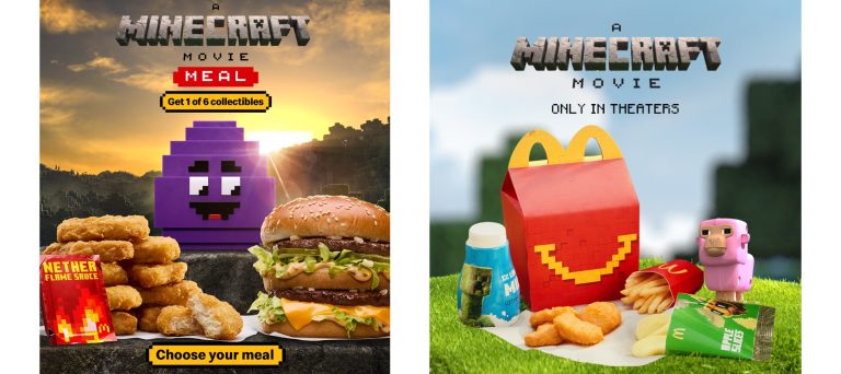 A Minecraft Movie Meal and Happy Meal with characters