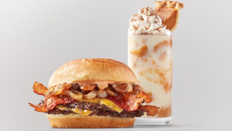 Burger and milkshake drink