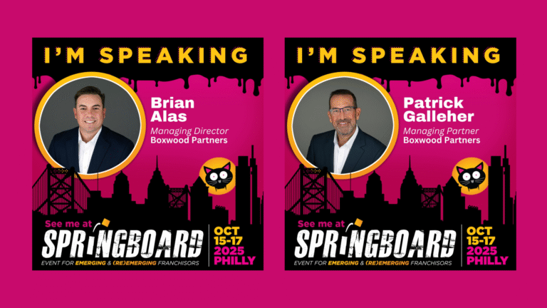 Boxwood Partners Executives to Speak at 2025 Springboard Conference in Philadelphia Headliner images of two speakers at Springboard - Features Headshots and Springboard logos in event colors