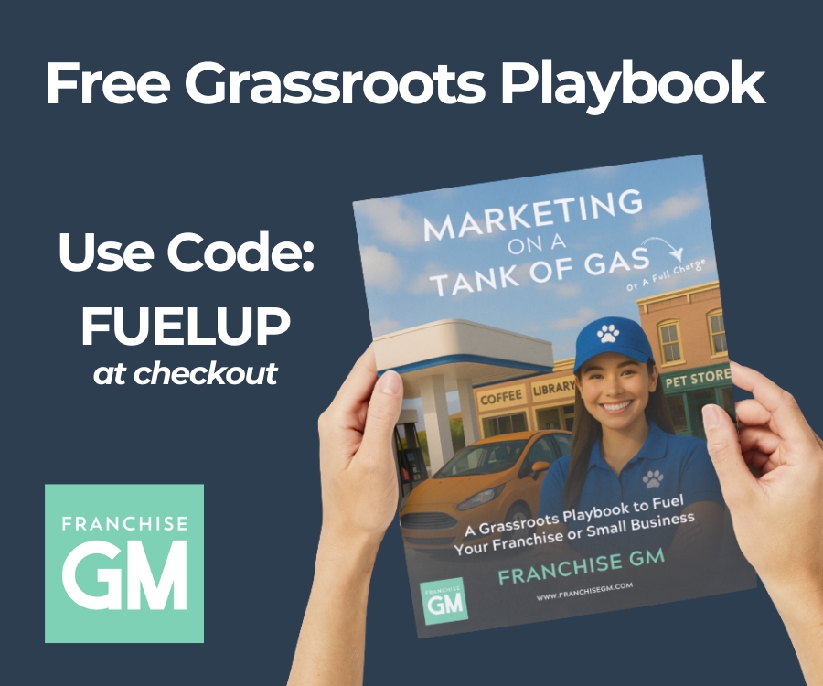 Image of Franchisee Marketing Playbook with coupon code text