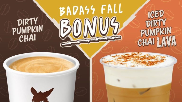 Bad Ass Coffee Tidal Wave collection drinks featuring pumpkin chai and lava cold foam