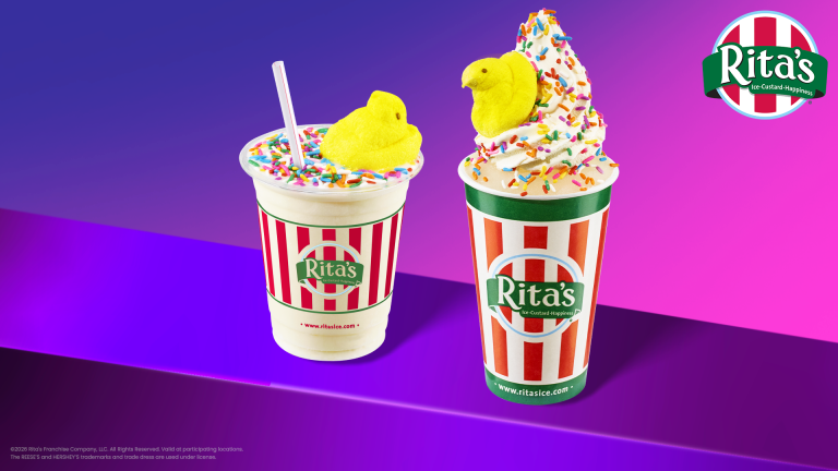 Rita’s Unveils Mystery PEEPS Italian Ice for 2026 First Day of Spring Giveaway Rita’s Mystery PEEPS Italian Ice and custard topped with sprinkles and PEEPS Marshmallow Chicks