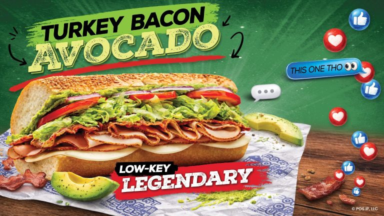 Port of Subs Launches Turkey Bacon & Avocado Sub With Seasonal Deals and Catering Push Turkey bacon avocado sub with fresh vegetables on baked bread