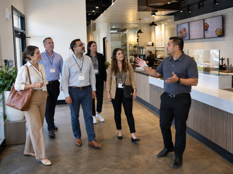 Franchise Discovery Day group touring a modern business location