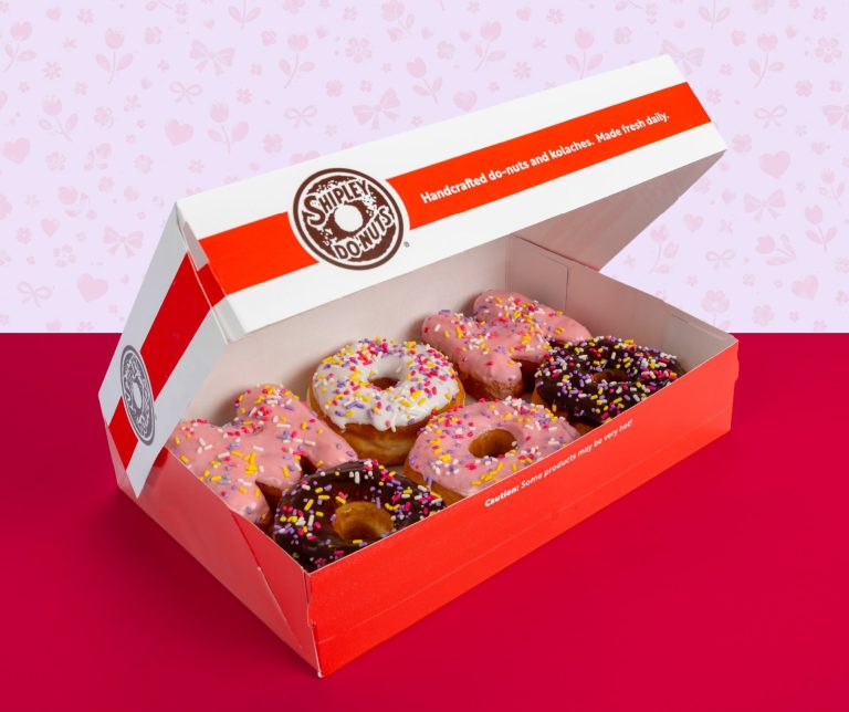 Shipley Donuts Mother’s Day MOM letter donuts in a festive donut box