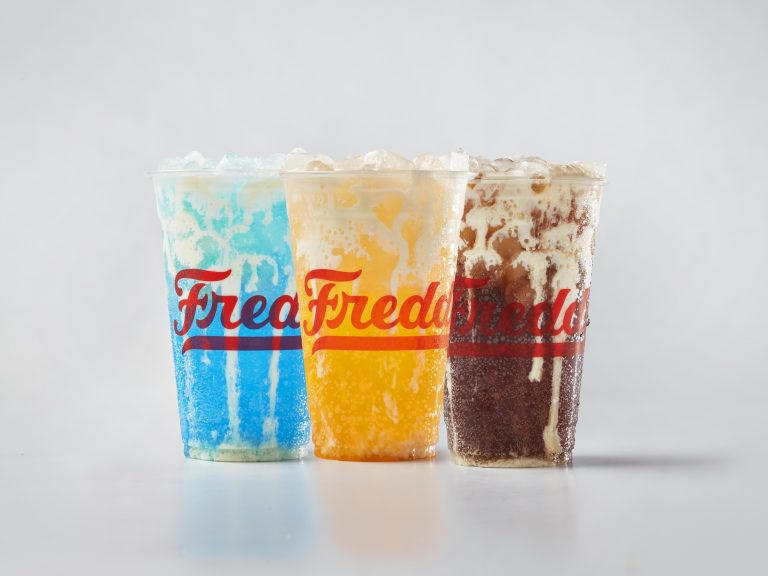 Freddy’s Launches Freddy’s Bevies with New Custard Cream Sodas and Refreshing Drinks Three Freddy's Custard Cream Sodas in Blue Rizzberry, Golden Hour Orange, and Coco Loco flavors.