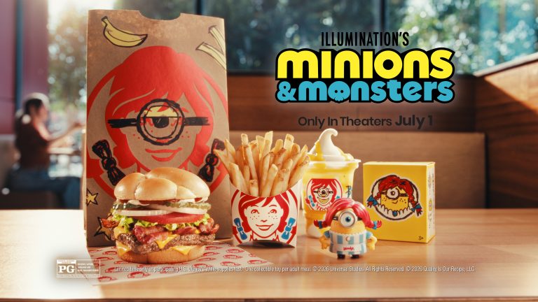 Bello; Wendy’s Launches Minions & Monsters Meal Wendy’s Minions & Monsters Meal featuring burger, fries, Banana Frosty Swirl, and collectible toy