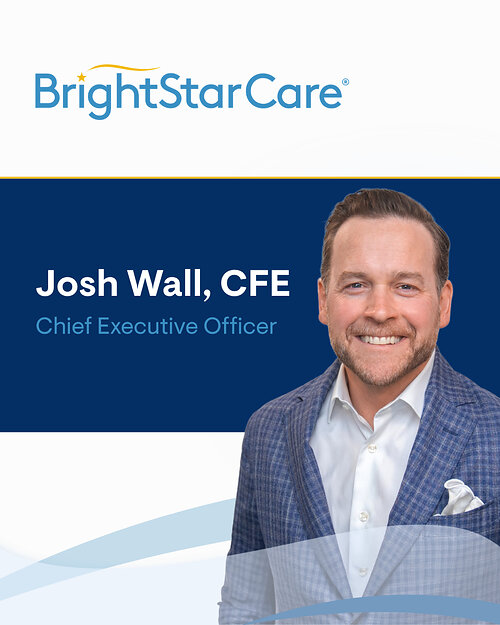 BrightStar Care Names Franchise Veteran Josh Wall as CEO BrightStar Care CEO Josh Wall pictured in front of the company’s branded background