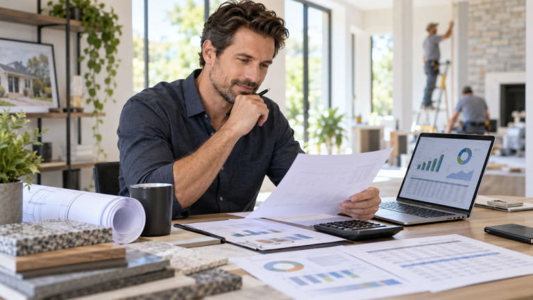 Beyond the Royalty Percentage: Understanding the Real Economics of a Franchise Franchise buyer reviewing financial documents, project costs and business performance at a desk